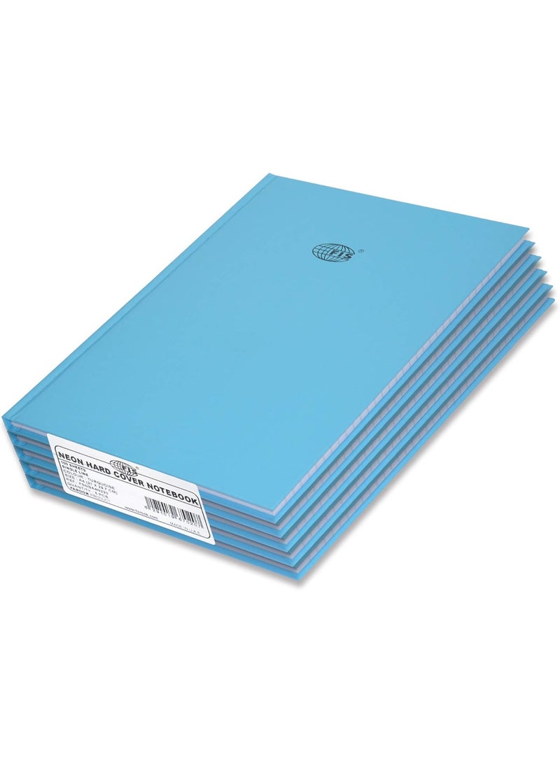 FIS Neon Hard Cover Notebook Single Line A4, 100-Sheets, Turquoise 5-Piece - FSNBA4N220 - Image 1